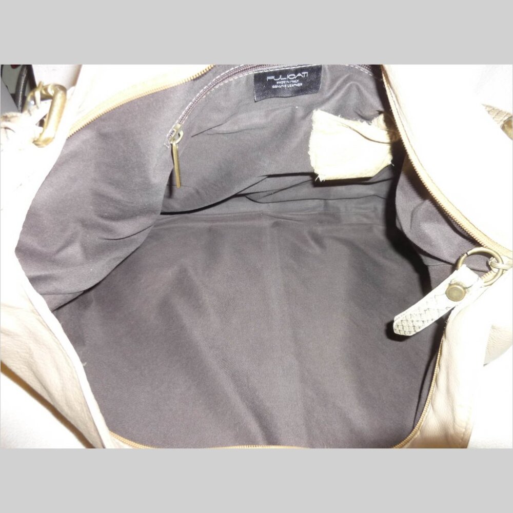 Pulicati Extra-Large Tan Leather & Python Shoulde… - image 5